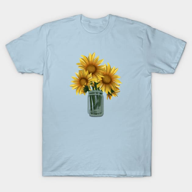 Sunflowers and Mason Jars T-Shirt by digitaldoodlers